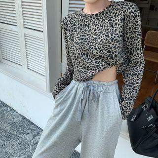 Leopard T-shirt / Wide-leg Pants