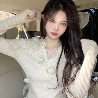 Rose Knit Top White Rose - Almond - One Size