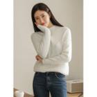 Mock-neck Perforated-trim Sweater