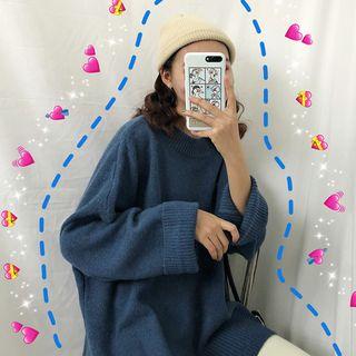 Crew-neck Side Slit Sweater / Turtleneck Sweater