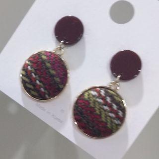 Tweed Disc Dangle Earring