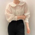 Lace Trim Peter Pan Collar Blouse Almond - One Size