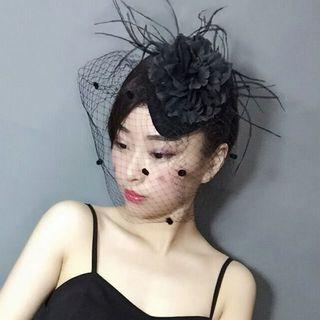 Bow-accent Feather Mesh Hair Clip