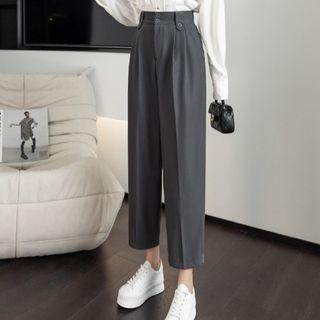 High-waist Plain Draped Dress Pants