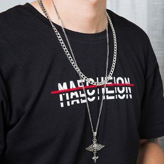 Couple Matching Set Of 2: Chain Necklace + Skull Cross Pendant Necklace As Shown In Figure - One Size