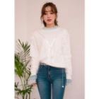 Lace Trim Fluffy Sweater Ivory - One Size