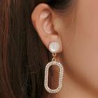 Rhinestone Cat Eye Stone Oval Dangle Earring 01-6430 - Gold - One Size