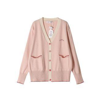 V Neck Color Block Over-sized Knit Cardigan
