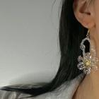 Bead Flower Drop Earring 1 Pair - Flower Earrings - Transparent - One Size