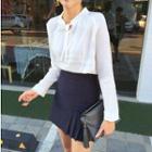 Tie-neck Raglan-sleeve Blouse White - One Size