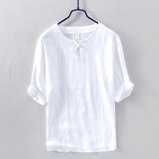 Short-sleeve Frog-button T-shirt