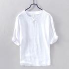 Short-sleeve Frog-button T-shirt