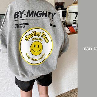 Smile Emoji Oversize Sweatshirt Melange Gray - One Size