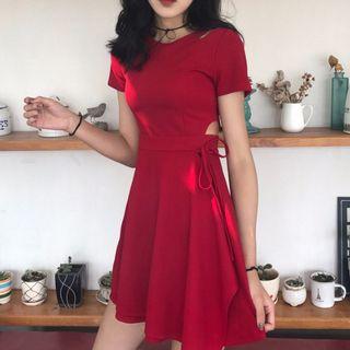 Cut-out Short-sleeve Mini A-line Dress