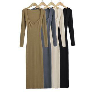 Long-sleeve Knit Maxi Bodycon Dress