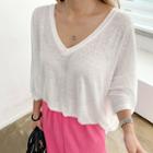 Dolman-sleeve Linen Blend T-shirt