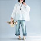 Puff-sleeve Shirt White - One Size