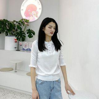 Short-sleeve Ruffle Collared T-shirt