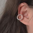 Faux Pearl Hoop Earring Cuff Earring 1 Pc - White Faux Pearl - Gold - One Size