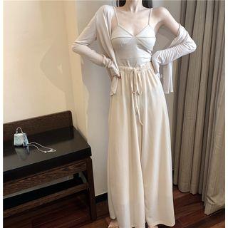 Plain Light Jacket / Slim-fit Camisole Top / High-waist Pants