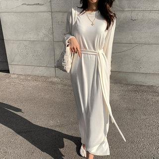 Napped Maxi T-shirt Dress & Sash