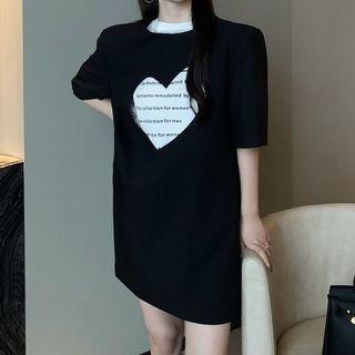 Short-sleeve Heart-cutout Mini Dress