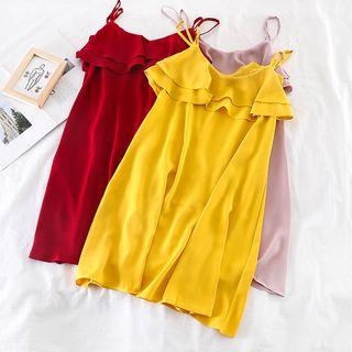 Ruffle-trim Sleeveless Midi Dress