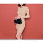 Round-neck Slit-side Sheath Dress