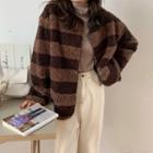 Long-sleeve Faux Fur Striped Coat