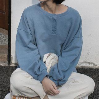 Buttoned Pullover Blue - One Size