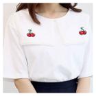 Sailor-collar Cherry-embroidered Top