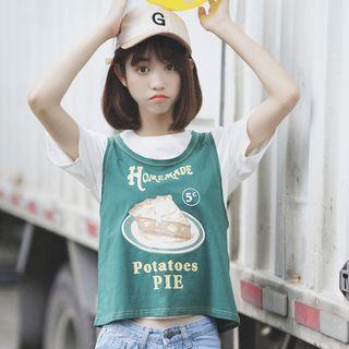Set: Letter Tank Top + Short-sleeve T-shirt