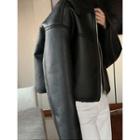 Faux-shearling Zip-up Jacket Black - One Size
