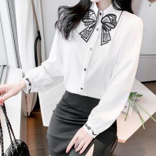 Bow Embroidered Chiffon Shirt