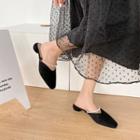 Round Heel Faux Pearl Strap Mules
