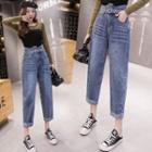 Asymmetric High-waist Jeans