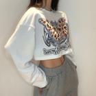 Long-sleeve Graphic Print Cropped T-shirt