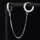 925 Sterling Silver Chained Earring 1 Pc - Silver - One Size