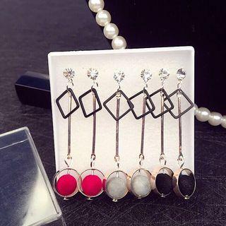 Rhinestone Alloy Square Bobble Dangle Earring
