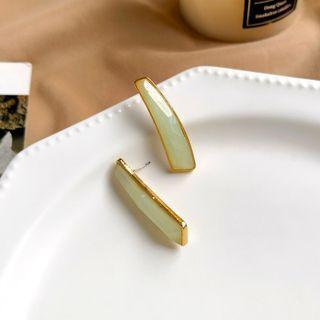 Curved Rectangle Earring 1 Pair - Gold - One Size