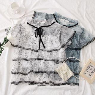 Layered Tie-neckline Lace Top
