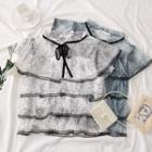 Layered Tie-neckline Lace Top