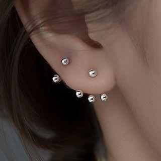 Asymmetrical Sterling Silver Swing Earring S925 Silver - 1 Pair - Silver - One Size