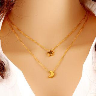 Star Moon Double-strand Necklace