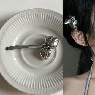 Heart Hair Clip 2015a - Silver - One Size