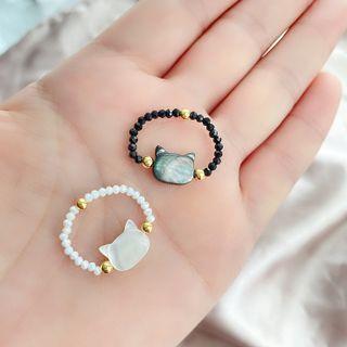 Cat Shell Faux Crystal Ring