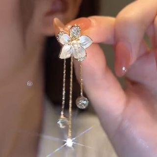 Flower Glaze Rhinestone Alloy Earring 1 Pair - Gold - One Size