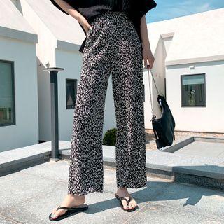 Leopard Pleated Wide-leg Pants