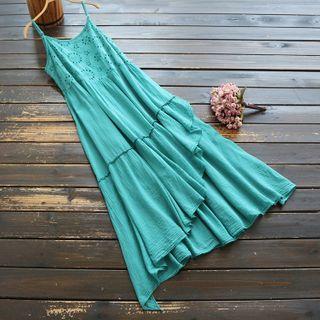 Spaghetti Strap Layered Midi A-line Dress