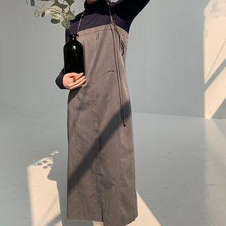 Plain A-line Maxi Dress Gray - One Size